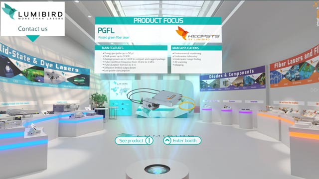 Exemple de visite virtuelle avec introduction : stand Lumibird