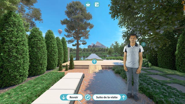 Aménagement extérieur dans une visite virtuelle : musée virtuel