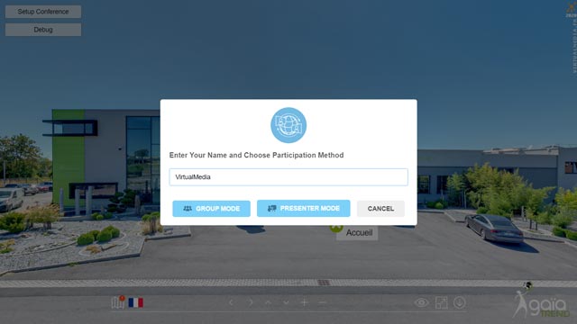 Exemple de visite virtuelle avec visio-conference : Gaia Trend